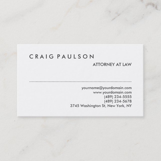 Chubby Black White Attorney at Law Business Card (Front)