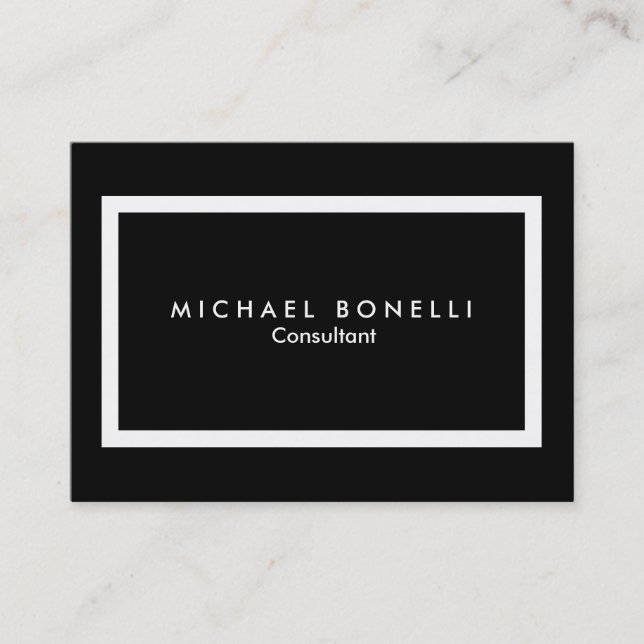 Chubby Black White Border Minimalist Business Card (Front)