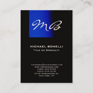 Chubby blue black monogram modern business card