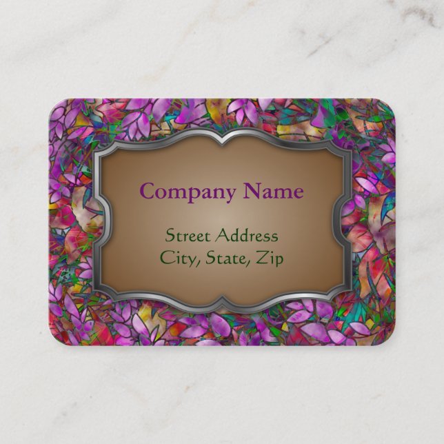 Chubby Business Card Floral Abstract Stained Glass (Front)