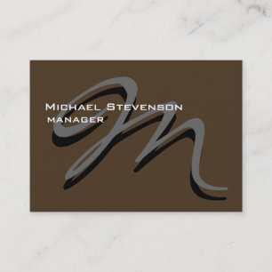 Chubby Cafe Noir Grey Monogram Business Card