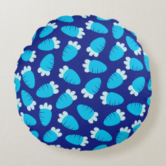 Chubby Carrots Blue Round Cushion