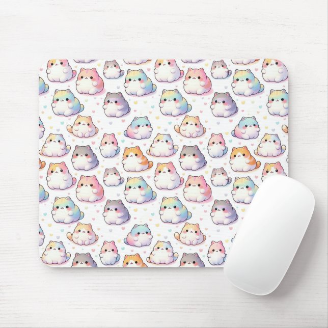 Chubby Cartoon Cat Collection Mouse Mat (With Mouse)