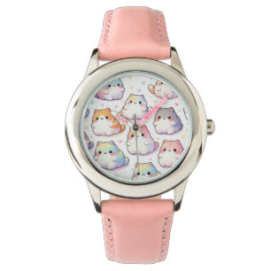 Chubby Cartoon Cat Collection With Hearts Watch