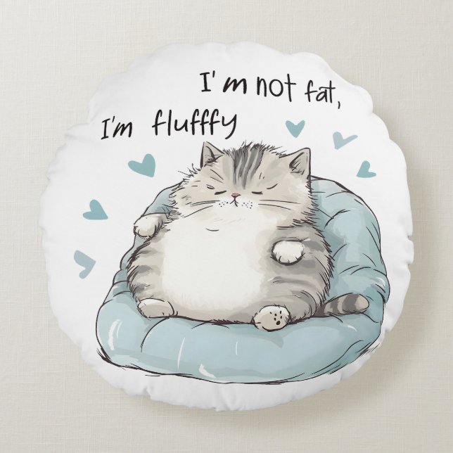 Chubby Cat Chill Vibes Round Cushion (Front)