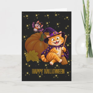 Chubby Cat Happy Halloween Blank Greeting Card