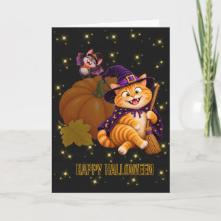 Chubby Cat Happy Halloween Blank Greeting Card