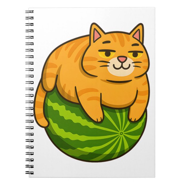 Chubby Cat on Watermelon Meme Shirt Notebook (Front)