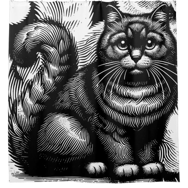 Chubby Cat Shower Curtain (Front)