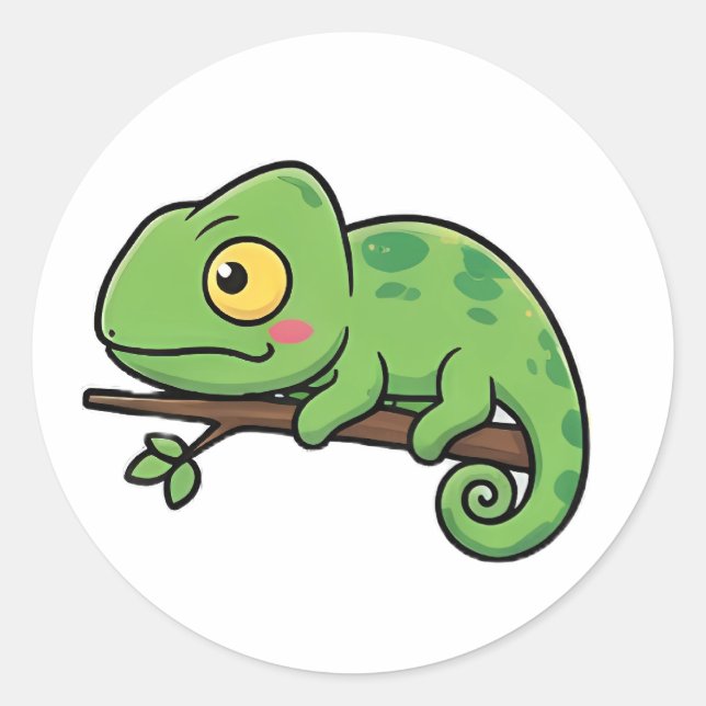 Chubby Chameleon Classic Round Sticker (Front)