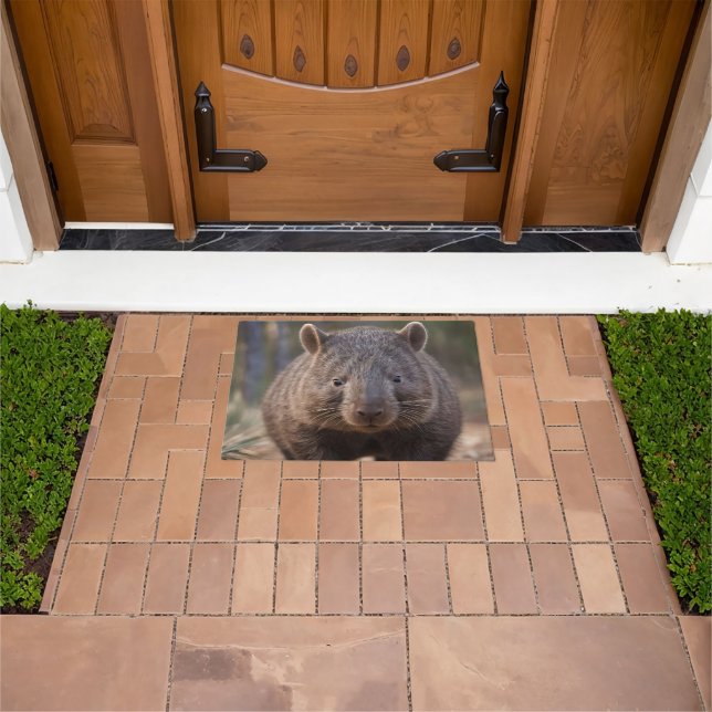 "Chubby Charm: The Adorable Australian Wombat" Doormat (Outdoor)
