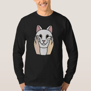 Chubby Cheeks White Cat Pet T-Shirt