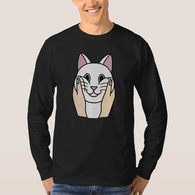 Chubby Cheeks White Cat Pet T-Shirt (Front)
