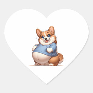 Chubby Corgi Lover T-Shirt - Cute Dog Enthusiast Heart Sticker