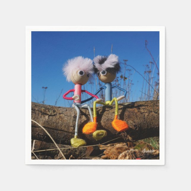 Chubby couple sitting romantically in love. napkin (Front)