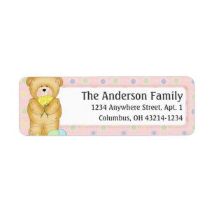 Chubby Cubby Easter Teddy Bear d6 Address Label