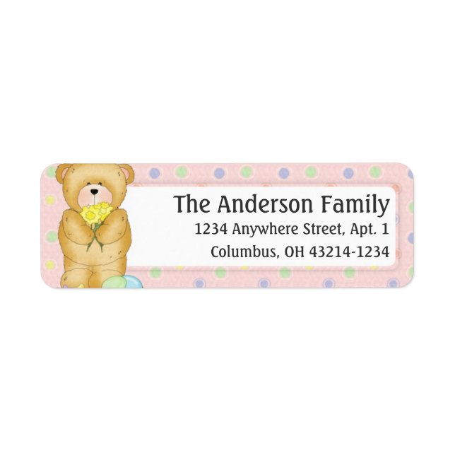 Chubby Cubby Easter Teddy Bear d6 Address Label (Front)