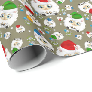 Chubby Cute Christmas Sheep Wrapping Paper