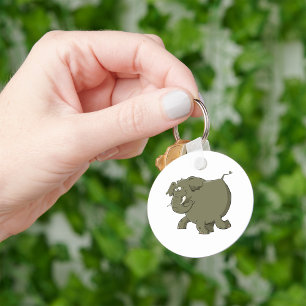 Chubby Cute Elephant Grey Jungle Animal Key Ring