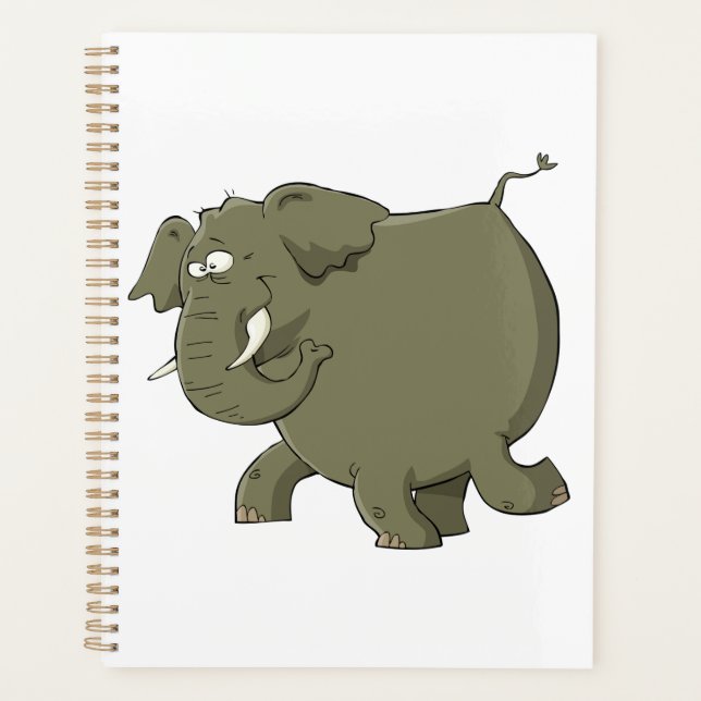 Chubby Cute Elephant Grey Jungle Animal Planner (Front)