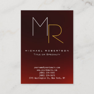 Chubby Dark Red Monogram Plain Business Card