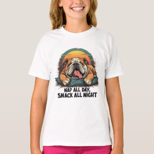 Chubby English Bulldog Nap And Snack T-Shirt