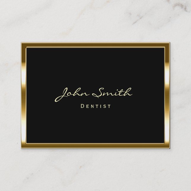 Chubby Gold Border Dentist Business Card (Front)