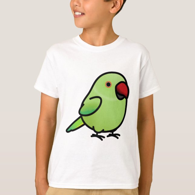 Chubby Green Indian Ringneck Parakeet - Female T-Shirt (Front)