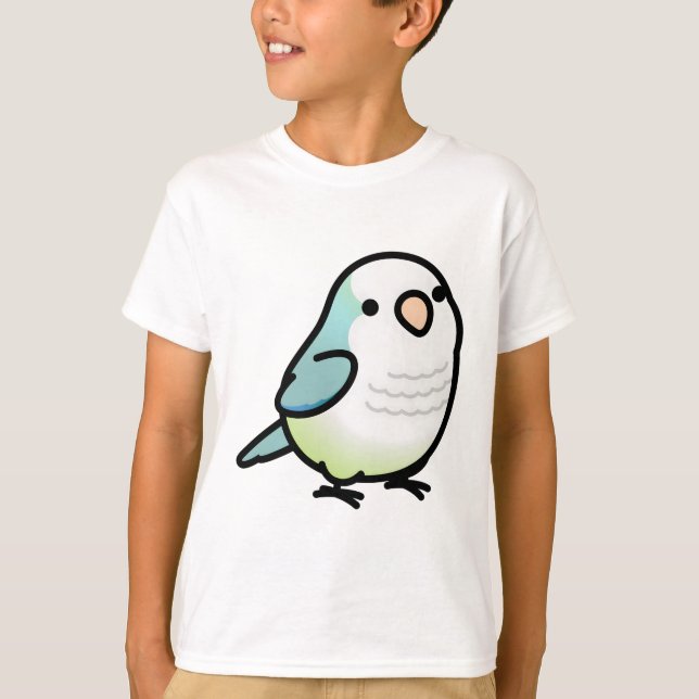 Chubby Green Turquoise Quaker Parrot T-Shirt (Front)