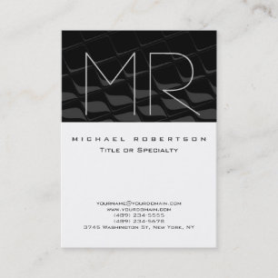 Chubby Grey Black Pattern Monogram Business Card