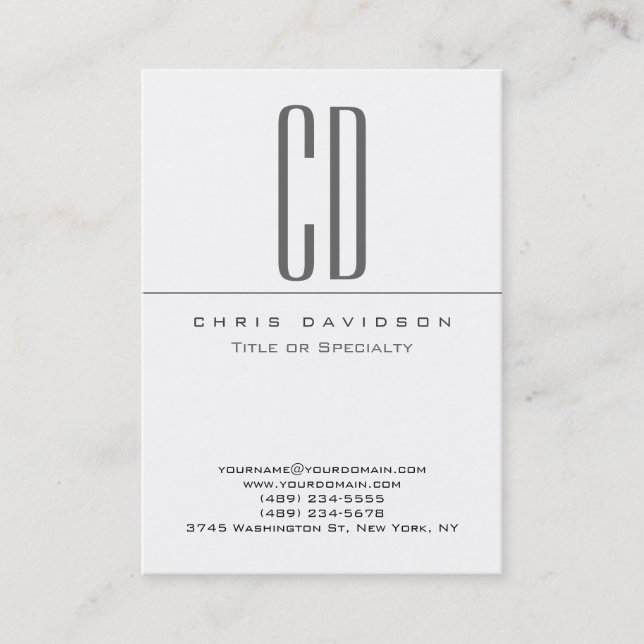 Chubby Grey Black White Contemporary Business Card (Front)
