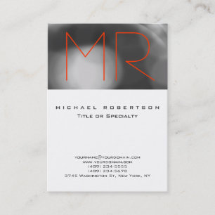 Chubby Grey Pattern Orange Monogram Business Card