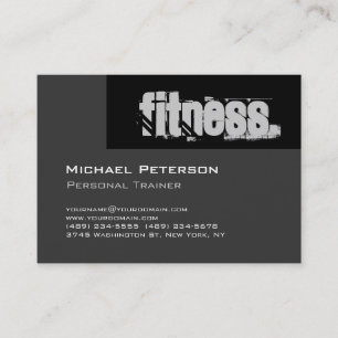 Chubby Grey Personal Trainer Fitness Business Card