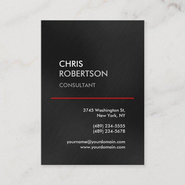 Chubby Grey Red Line Attractive Business Card (Front)