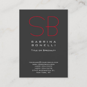 Chubby Grey Red Monogram Business Card