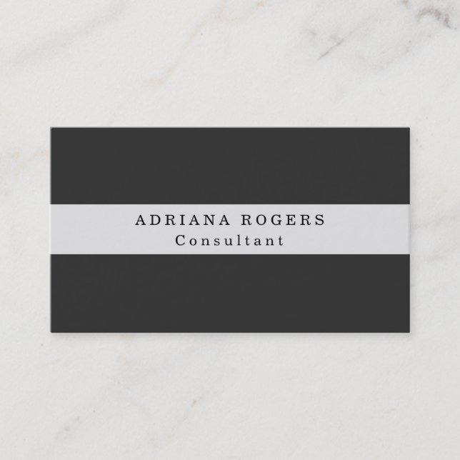 Chubby Grey Striped Professional Minimalist Business Card (Front)