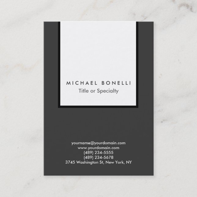 Chubby Grey White Stripe Clean Business Card (Front)