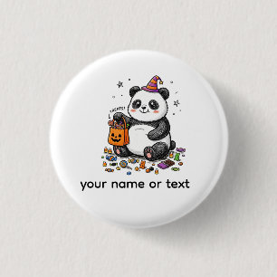 Chubby Halloween Panda with Candy Belly & Witch Ha 3 Cm Round Badge