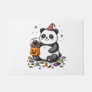 Chubby Halloween Panda with Candy Belly & Witch Ha Doormat