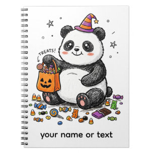 Chubby Halloween Panda with Candy Belly & Witch Ha Notebook