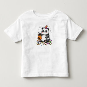 Chubby Halloween Panda with Candy Belly & Witch Ha Toddler T-Shirt