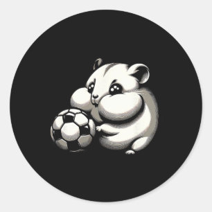 Chubby Hamster With Soccer Ll Cartoon Kawaii Classic Round Sticker