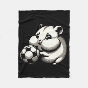 Chubby Hamster With Soccer Ll Cartoon Kawaii Fleece Blanket