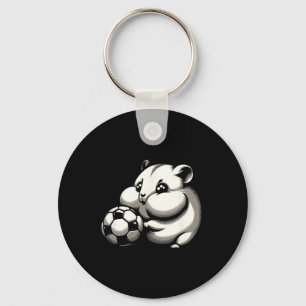 Chubby Hamster With Soccer Ll Cartoon Kawaii Key Ring