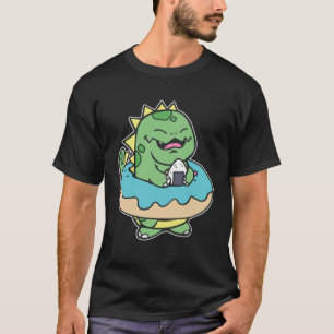 Chubby Kid Dinosaur Doughnut Sweet Pastry Swimming T-Shirt