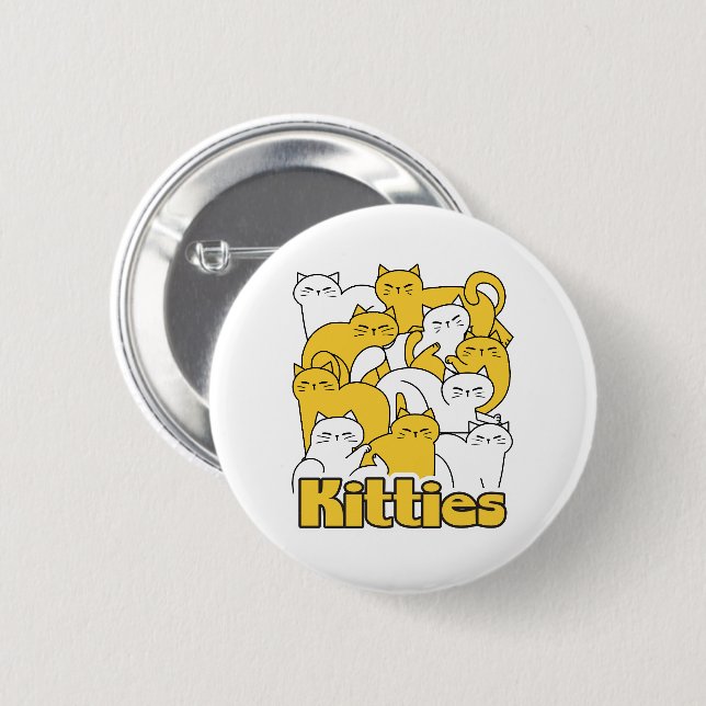 Chubby Kitties Design - Adorable Cat Art 6 Cm Round Badge (Front & Back)