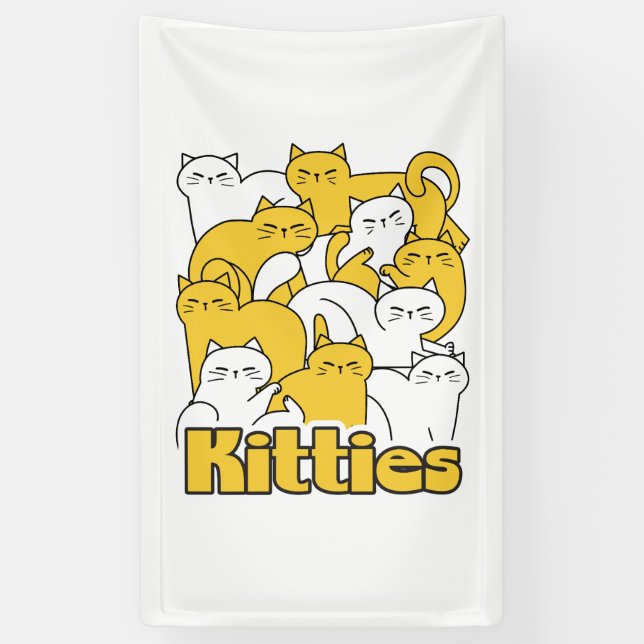 Chubby Kitties Design - Adorable Cat Art Banner (Vertical)