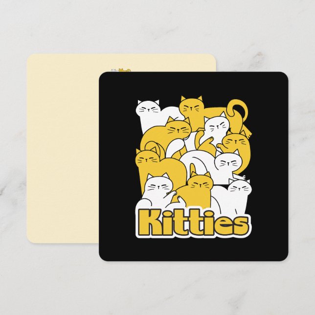 Chubby Kitties Design - Adorable Cat Art Holiday Card (Front/Back)