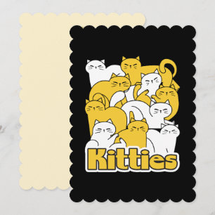 Chubby Kitties Design - Adorable Cat Art Holiday Card