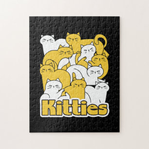 Chubby Kitties Design - Adorable Cat Art Jigsaw Puzzle
